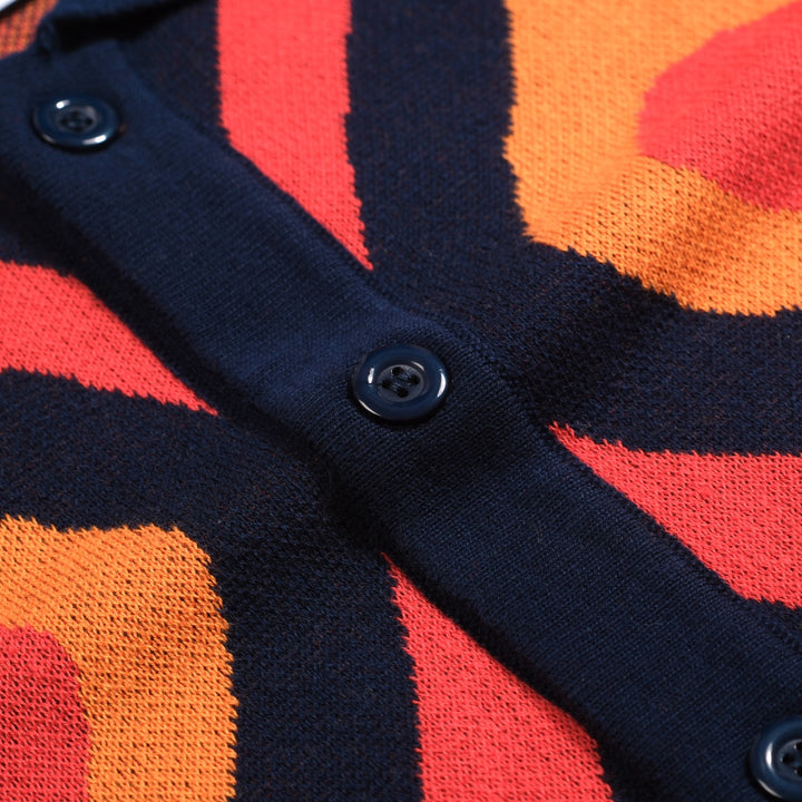 Men's red vintage 60's jacquard cardigan