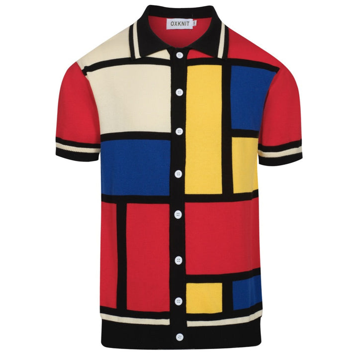 Men's collage vintage jacquard 60's knit cardigan