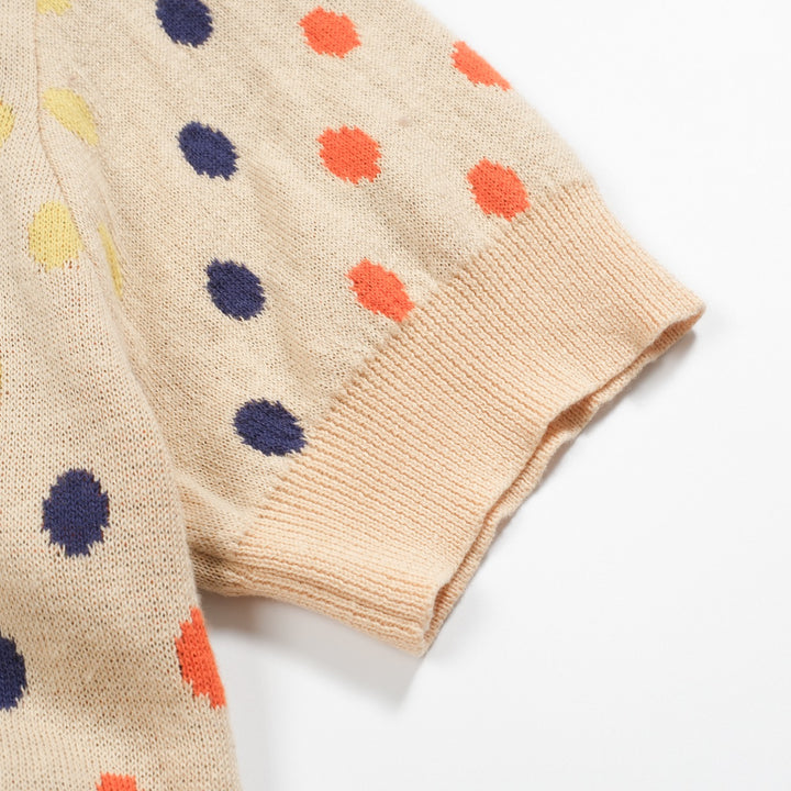 Frauen Khaki Polka Dot Jacquard Strick Polo -Hemd