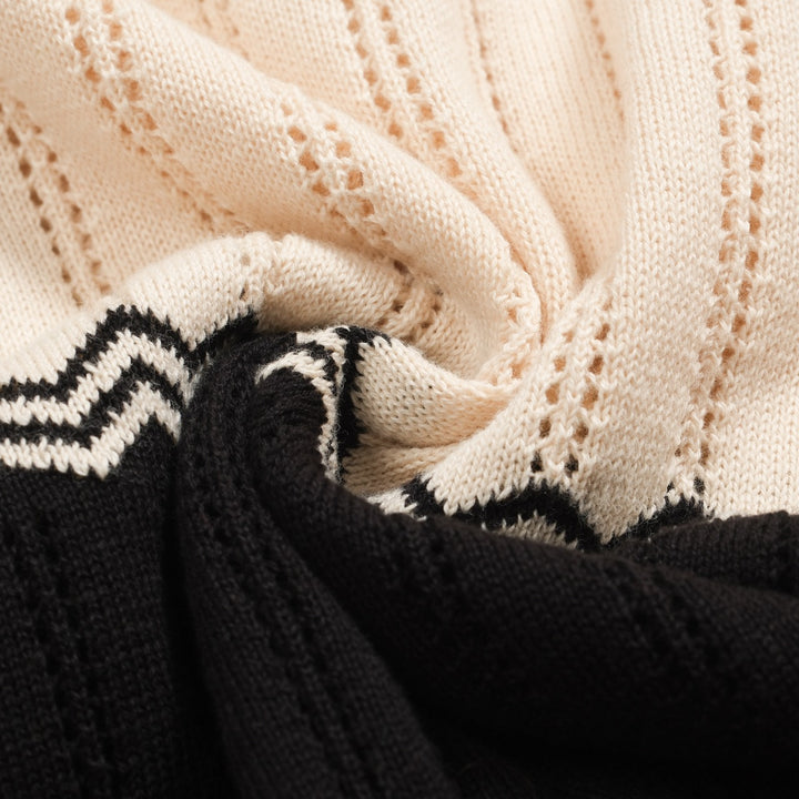 Women's black vintage textured jacquard V-neck cardigan