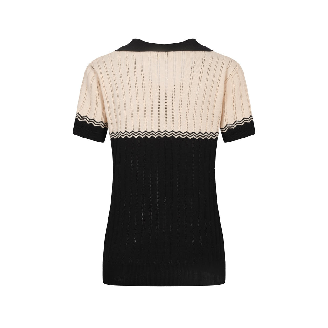 Women's black vintage textured jacquard V-neck cardigan