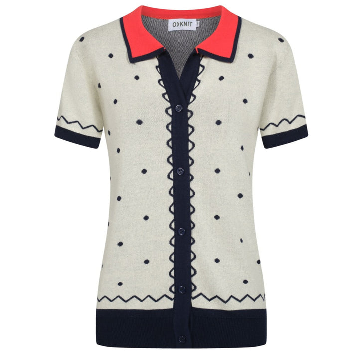 Women's apricot vintage jacquard cardigan