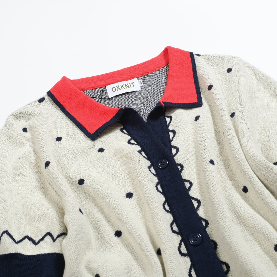 Women's apricot vintage jacquard cardigan