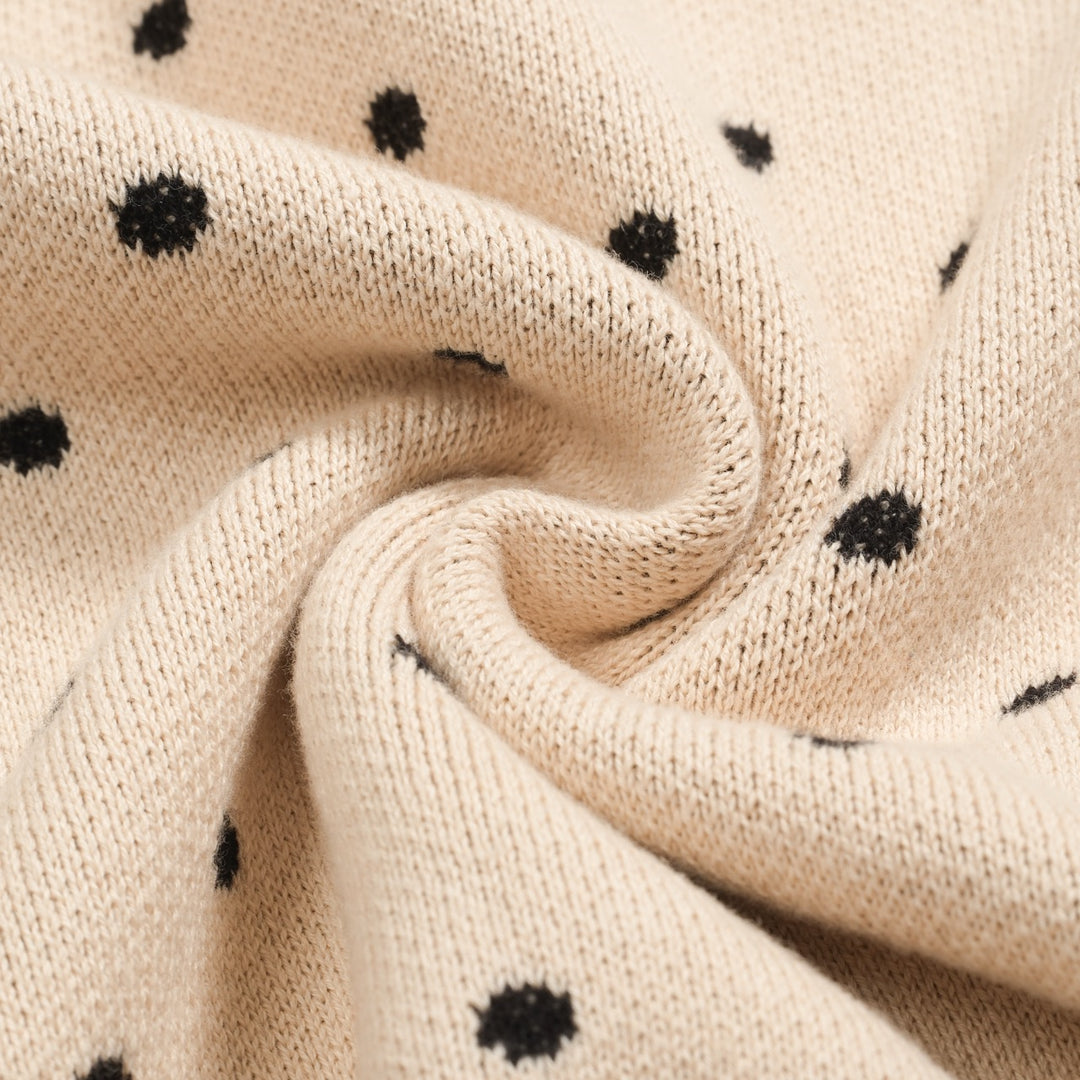 Women's apricot polka dot bird vintage knit T-shirt