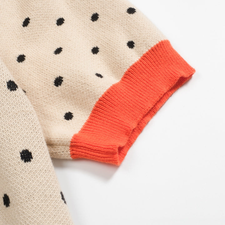 Women's apricot polka dot bird vintage knit T-shirt