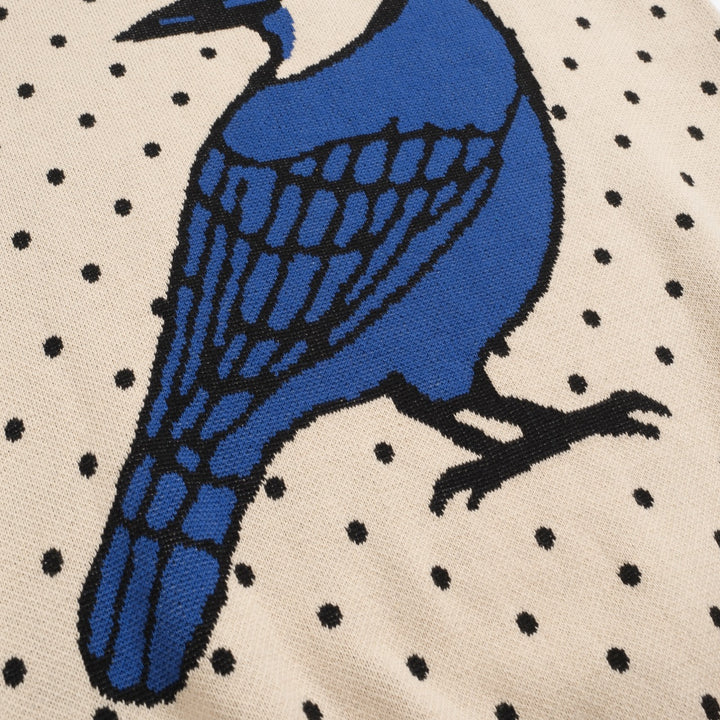 Women's apricot polka dot bird vintage knit T-shirt