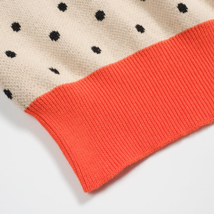 Women's apricot polka dot bird vintage knit T-shirt