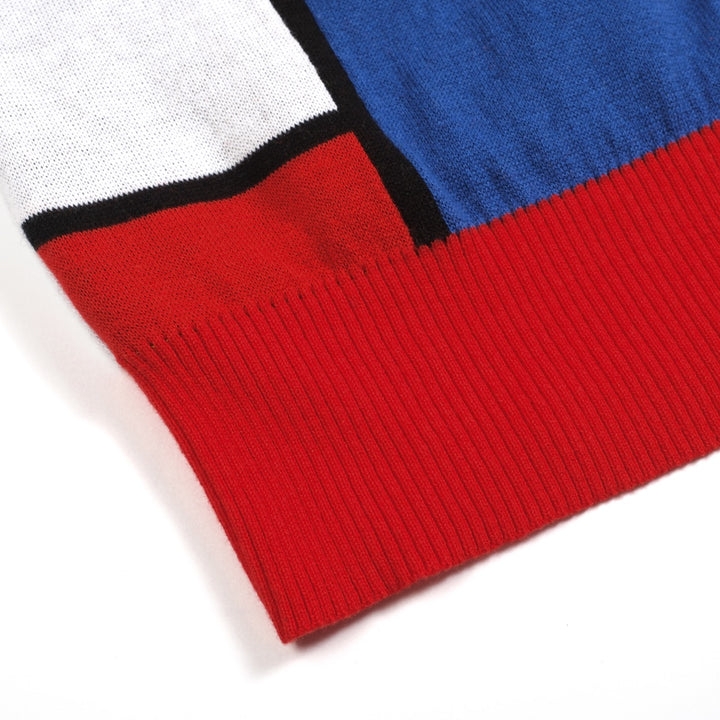 Women's matching jacquard skew shoulder knit T-shirt - Short Size