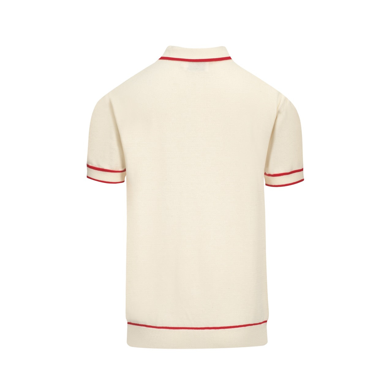 Men's white apricot 1976 V-neck knitted polo shirt – OXKnit