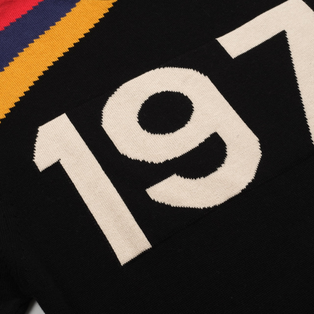 Men's black vintage 1977 jacquard knit T-shirt
