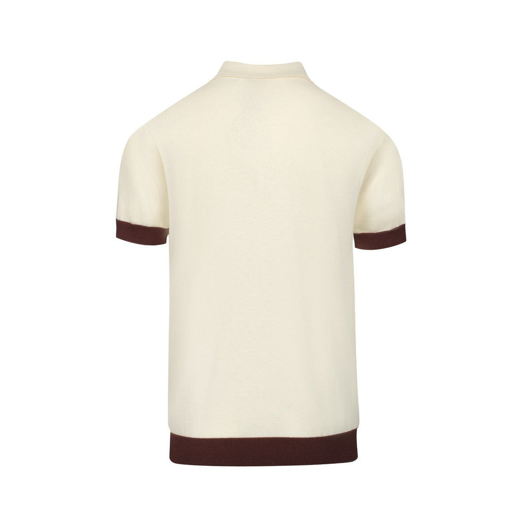 Men's white apricot vintage 1973 jacquard knit polo shirt