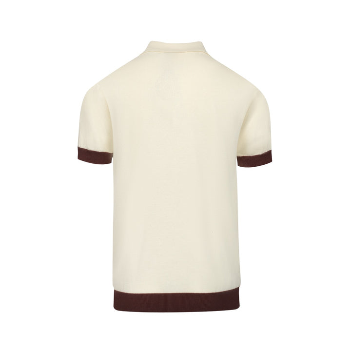 Men's white apricot vintage 1973 jacquard knit polo shirt