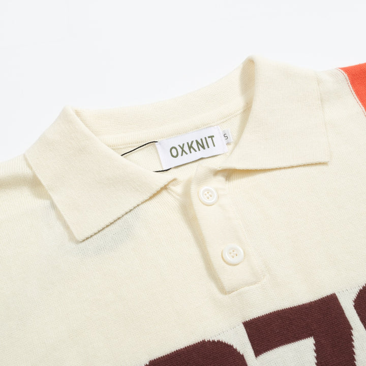Men's white apricot vintage 1973 jacquard knit polo shirt