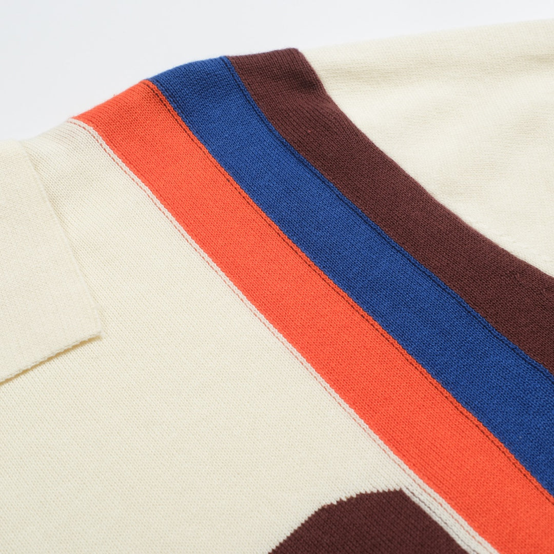 Men's white apricot vintage 1973 jacquard knit polo shirt