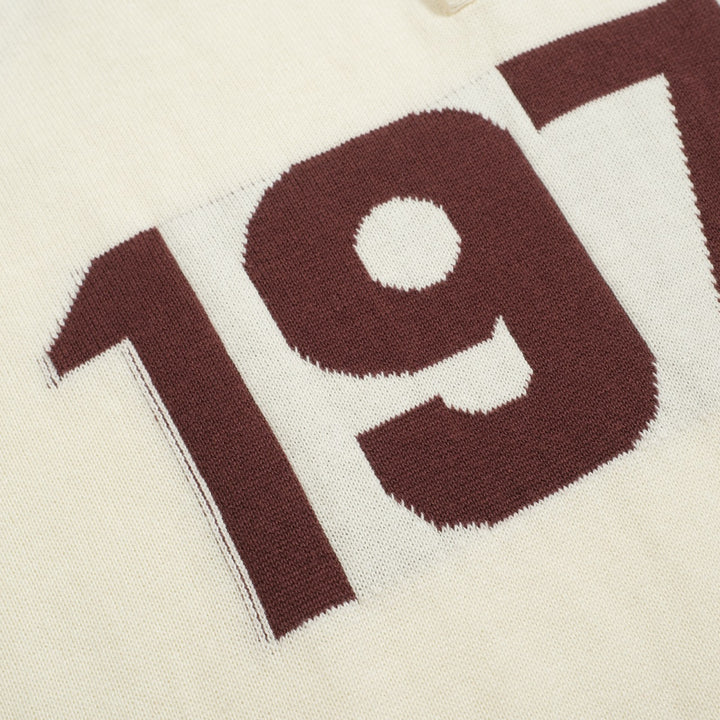 Men's white apricot vintage 1973 jacquard knit polo shirt