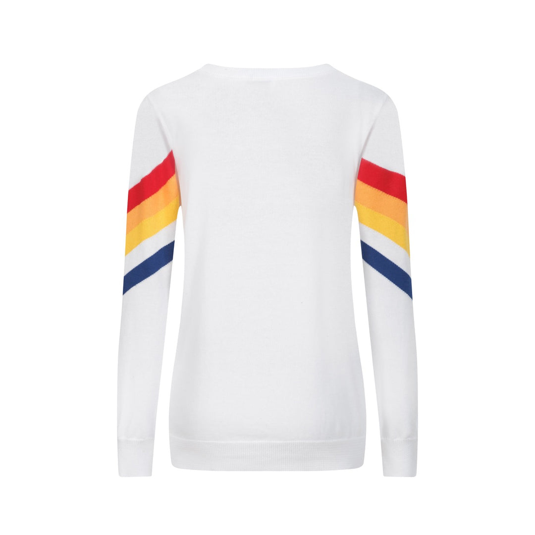 Hvit vintage stripete jacquard-strikk for kvinner