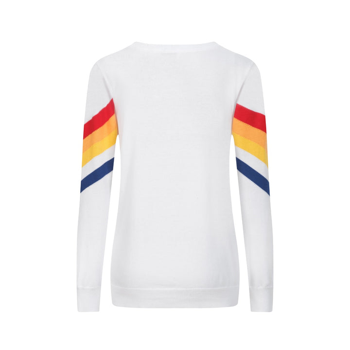 Hvit vintage stripete jacquard-strikk for kvinner