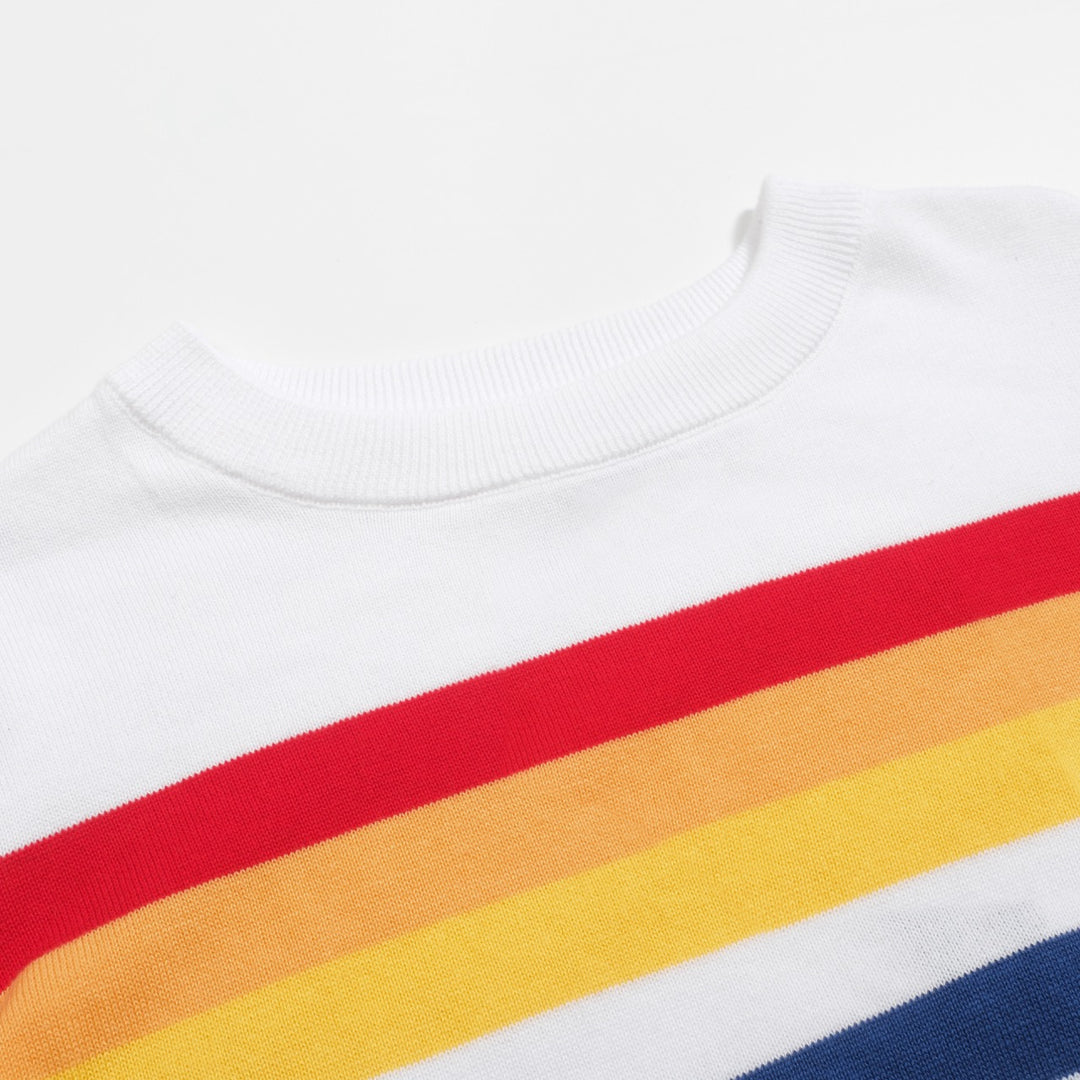 Hvit vintage stripete jacquard-strikk for kvinner