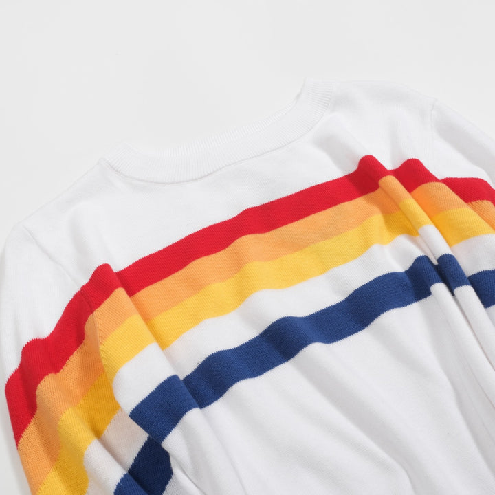Hvit vintage stripete jacquard-strikk for kvinner