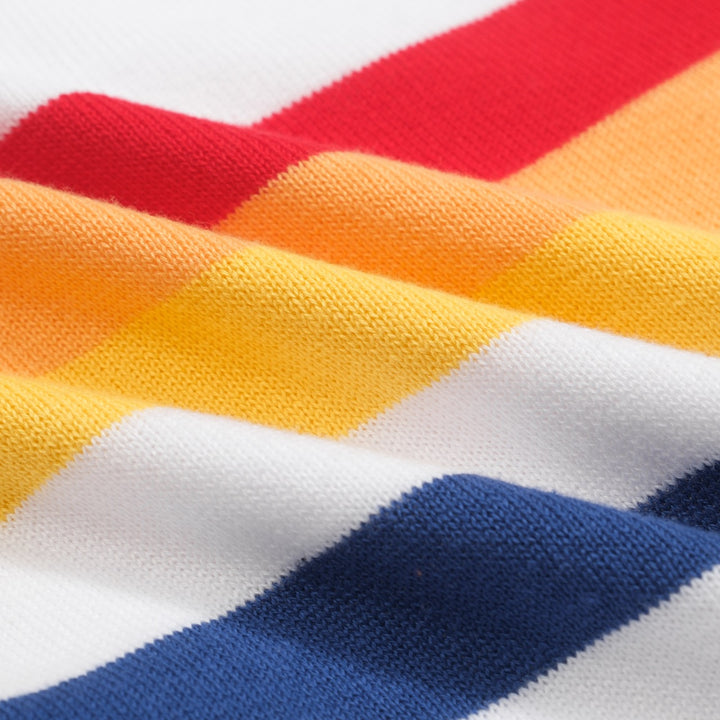 Hvit vintage stripete jacquard-strikk for kvinner