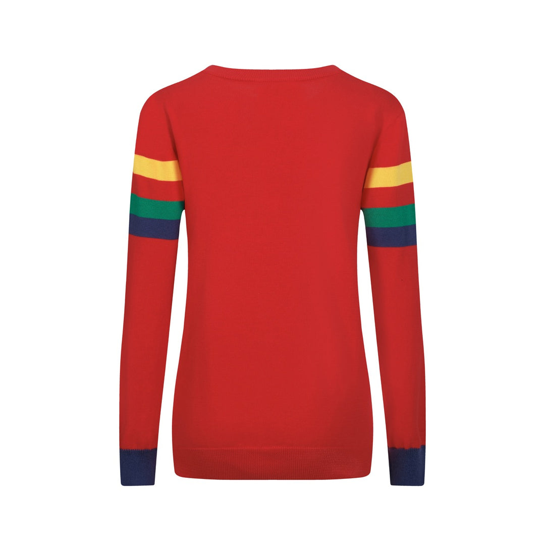 Women's red vintage striped jacquard knitwear
