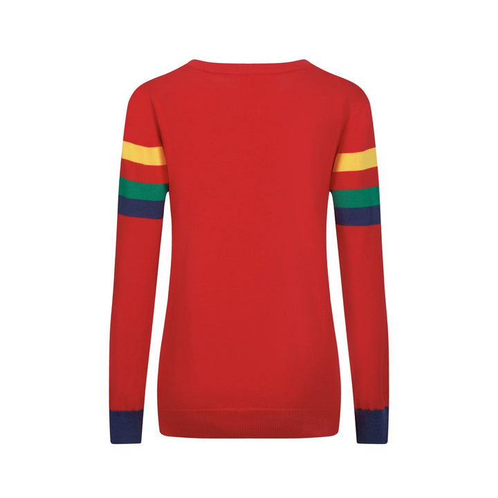 Women's red vintage striped jacquard knitwear