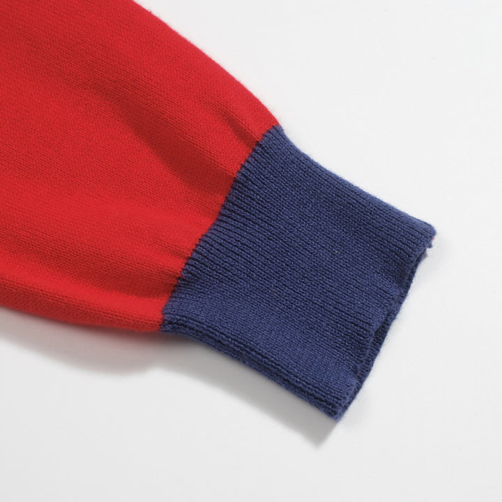 Women's red vintage striped jacquard knitwear