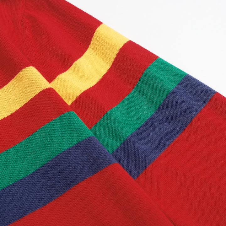 Women's red vintage striped jacquard knitwear