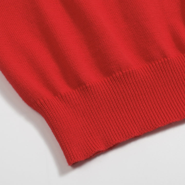 Women's red vintage striped jacquard knitwear