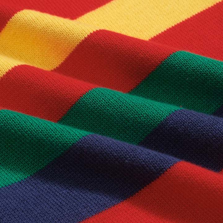 Women's red vintage striped jacquard knitwear