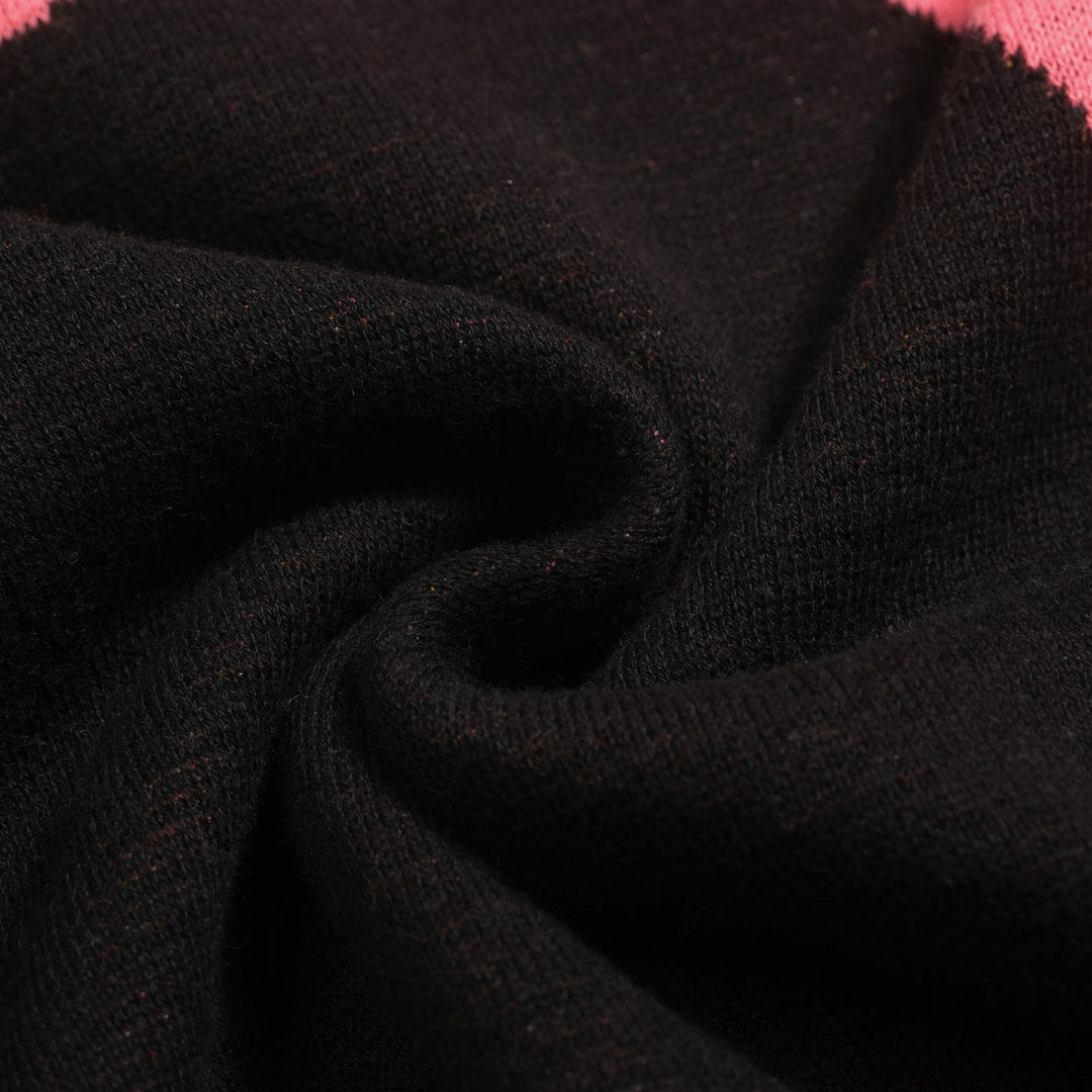 Women's black wavy jacquard retro knitwear