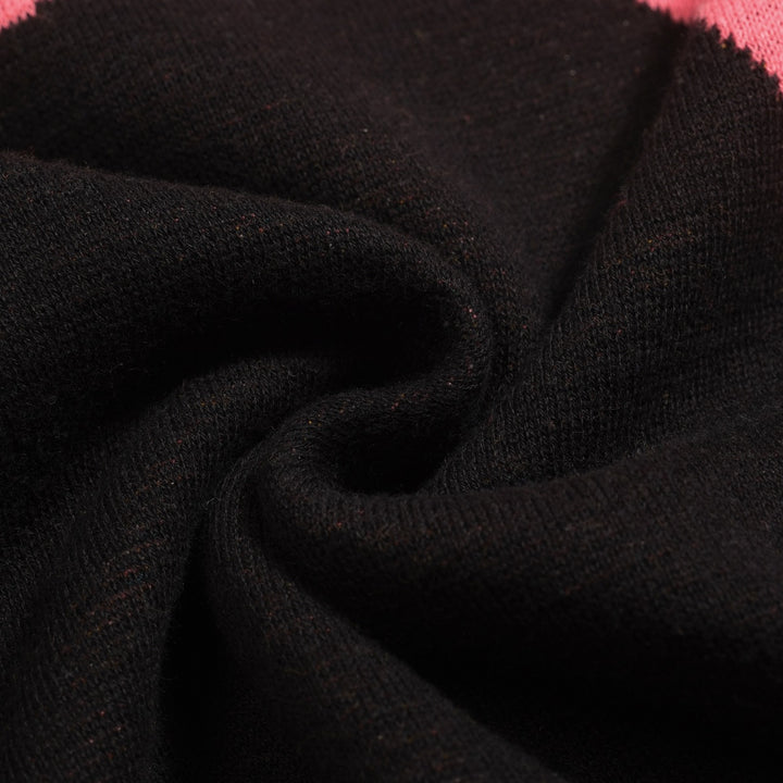 Women's black wavy jacquard retro knitwear