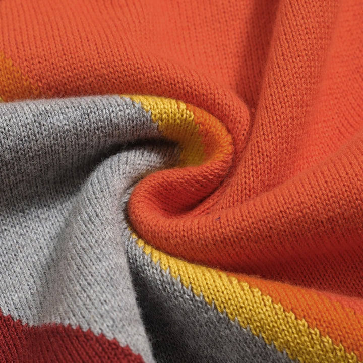 Women's brown vintage diagonal stripe knitwear - Cropped length