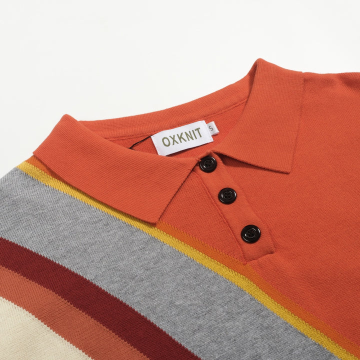 Women's brown vintage diagonal stripe knitwear - Cropped length