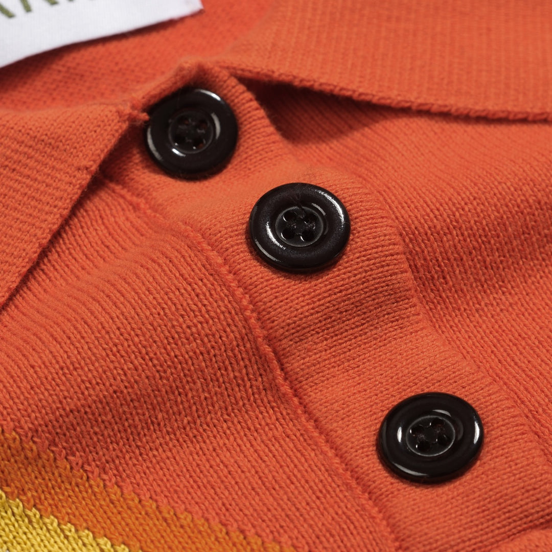 Women's brown vintage diagonal stripe knitwear - Cropped length