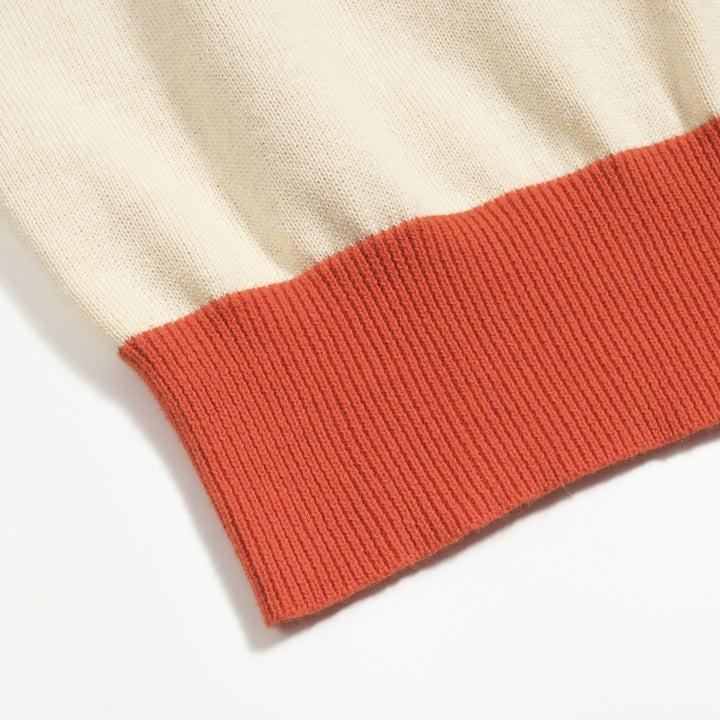 Women's brown vintage diagonal stripe knitwear - Cropped length