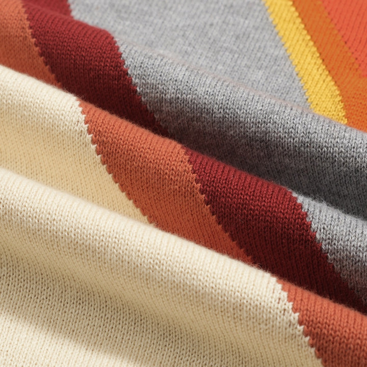 Women's brown vintage diagonal stripe knitwear - Cropped length