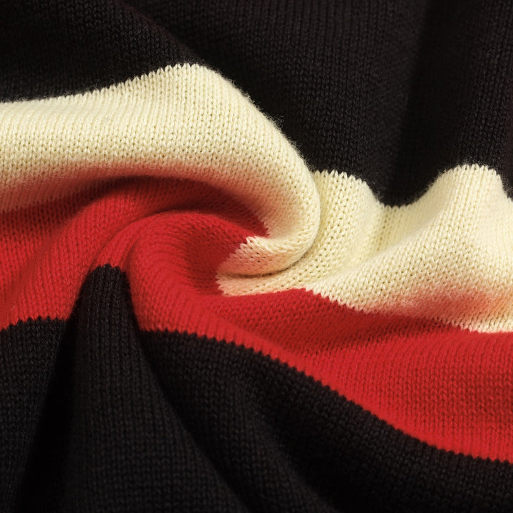 Women's vintage black V-neck knitted polo shirt