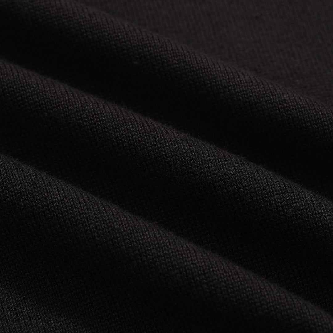 Women's vintage black V-neck knitted polo shirt