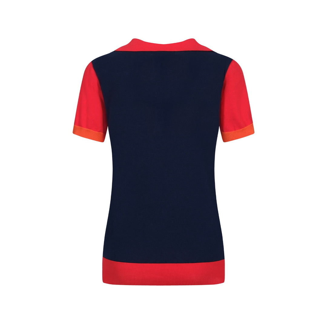Black Rainbow Striped V-hals van dames V-hals gebreide poloshirt