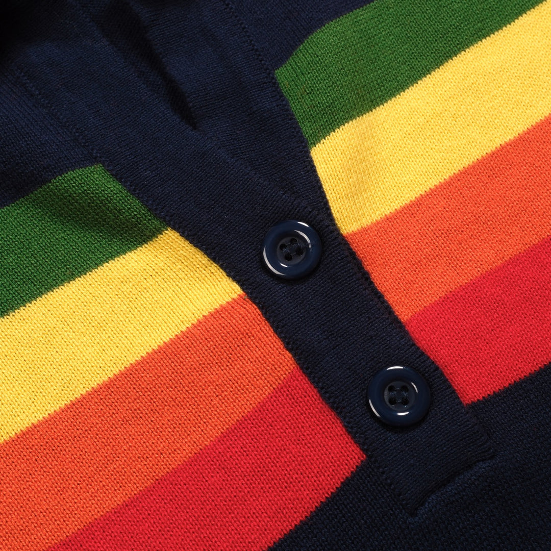 Black Rainbow Striped V-hals van dames V-hals gebreide poloshirt