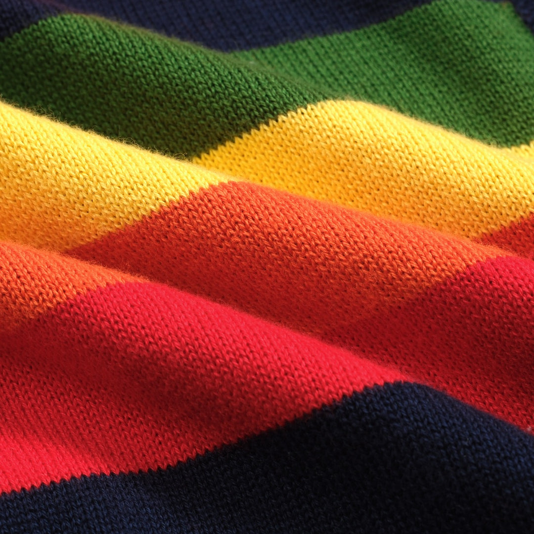 Black Rainbow Striped V-hals van dames V-hals gebreide poloshirt