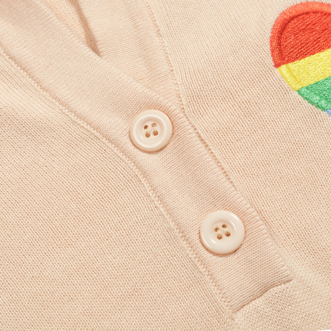 Women's love embroidered V-neck knitted polo shirt