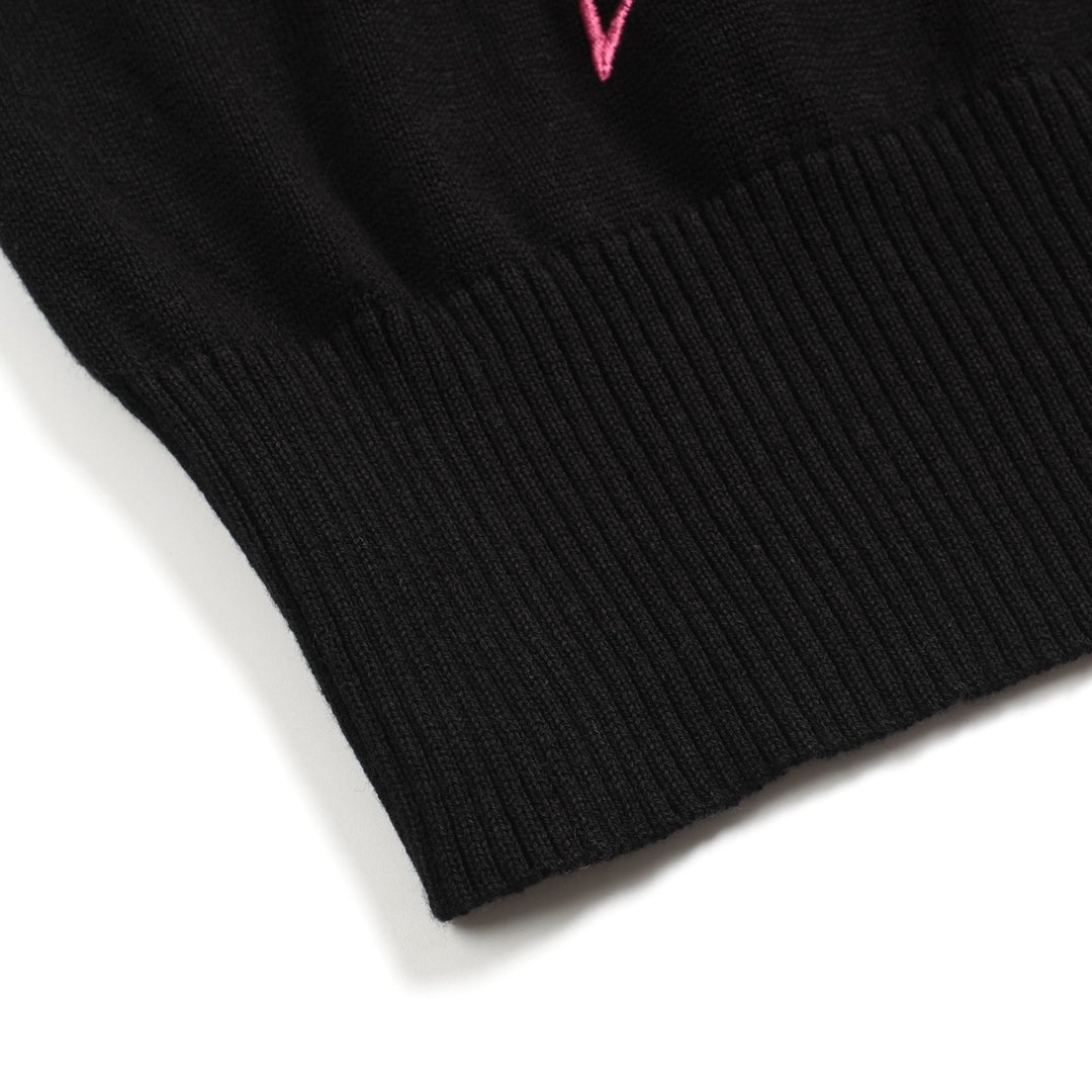Camiseta de manga de hombro a cuadros de punto retro negro de estrella negra para mujeres-Tamaño corto