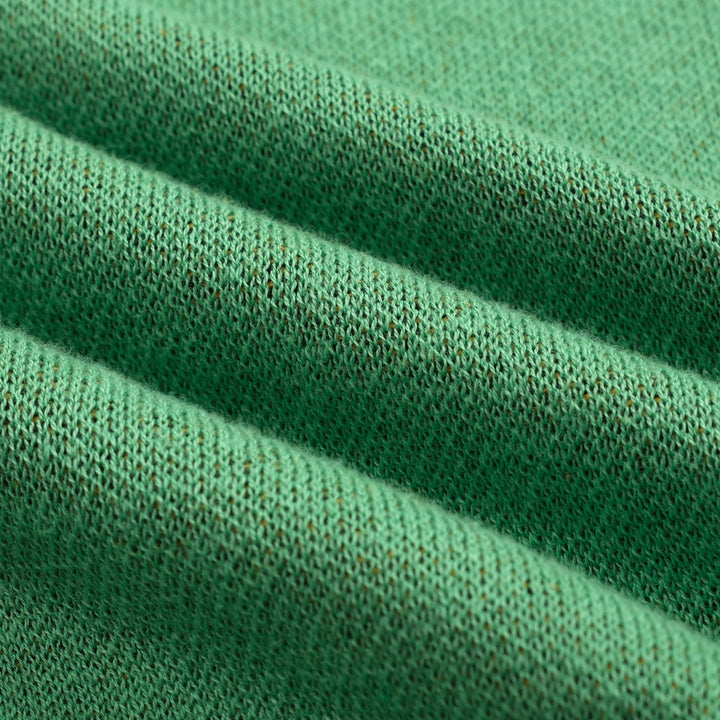 Women's green Vintage Plaid Knitted Scoop-Neck T-Shirt - Cropped Length
