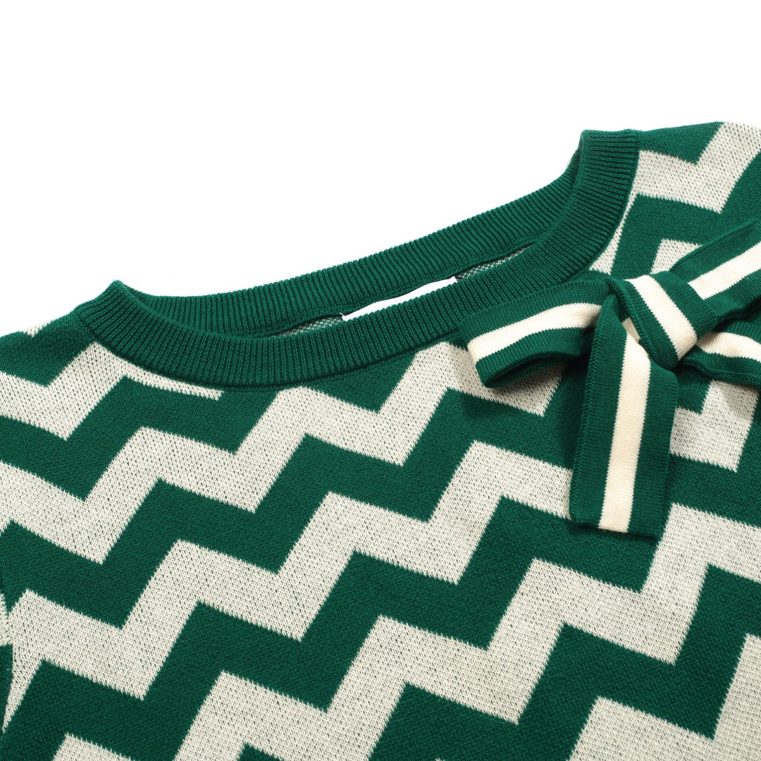 Women's bow knitted vintage T-shirt