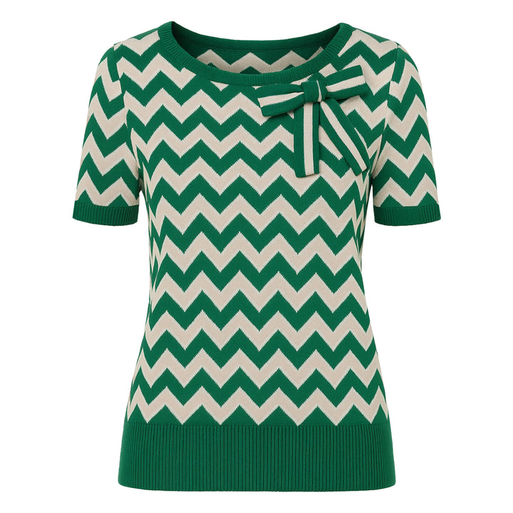 Women's bow knitted vintage T-shirt