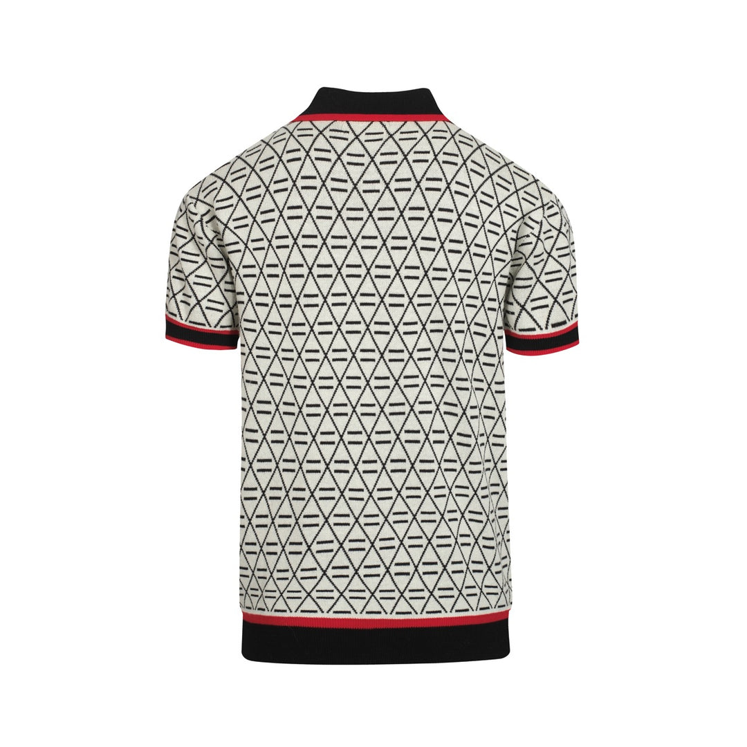 Black Jacquard geborduurd gebreide poloshirt voor heren
