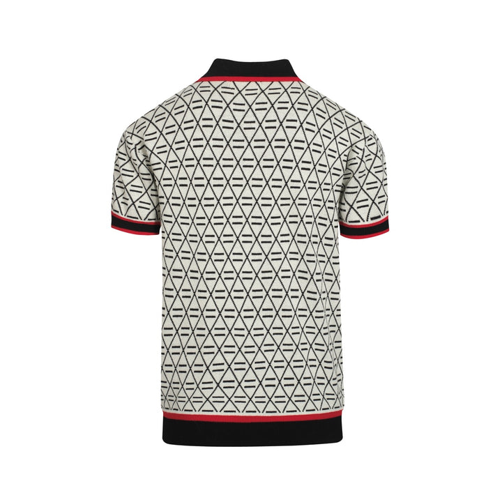 Black Jacquard geborduurd gebreide poloshirt voor heren