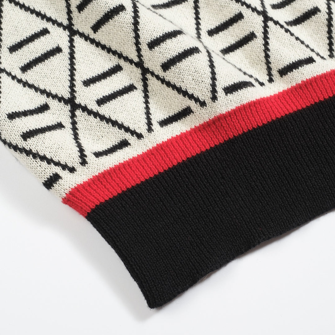 Black Jacquard geborduurd gebreide poloshirt voor heren